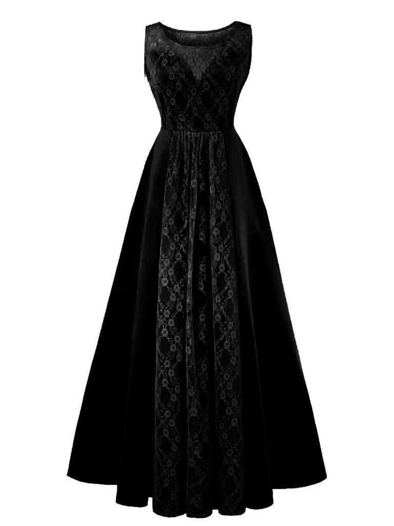 1950s Lace Plus Size Maxi Dress