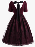Wine Red 1950s Lace Plus Size Dress
