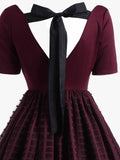 Wine Red 1950s Lace Plus Size Dress