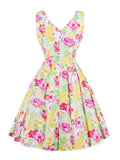 1950s Floral Print Sleeveless Dress