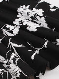 Black 1950s Floral Print Sleeveless Dress