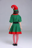 2024 Christmas Elf Costume Girls Xmas Santa Claus Green Elf Dress For Kids Adults Family Matching Outfits Cosplay Clothing