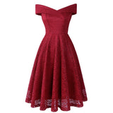 Elegant Vintage Embroidery Floral Lace Evening Cocktail Dresses Vestidos A-Line Pinup Business Women Party Flare Swing Dress