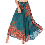 Printed Summer Floral Casual Sexy Beach Boho Long Maxi Skirt Bohemian Pleated Women Chiffon Skirts