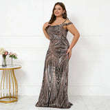 Plus Size Women Elegant Strap Party Maxi Dress Black Gold Sequin Evening Dress Long Prom Dress