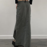 Harajuku Mall Goth High Waist Long Vintage 90s Casual Straight Cargo Skirt Woman Streetwear Bottoms Clubwear