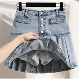 Mall Goth High Waist Mini Skirts Women Harajuku Vintage Sexy Pleated Denim Skirt Shorts Bottoms Clubwear