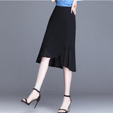 Retro High Waist Chiffon Mermaid Woman Midi Skirt