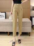 High Waist Fashion Korean Style All-match Office Lady Ankle-length Tailored Pants