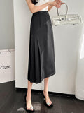 Office Lady Elegant A-line Skirts Spring Korean Style All-match High Waist Women Casual Long Skirt