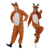 Christmas Elk Animal Couple Costumes Cosplay Animal Funny Stage Props Children Adult  Christmas Masquerade Dress Up Reindeer Set