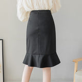 Office Lady Elegant Mermaid Spring Korean Style All-match High Waist Knee-length Women Skirt