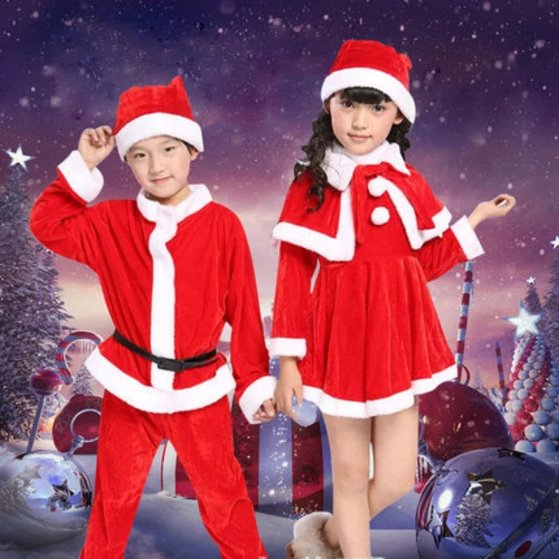 Christmas Santa Claus Performance Costumes for Boy and Girl