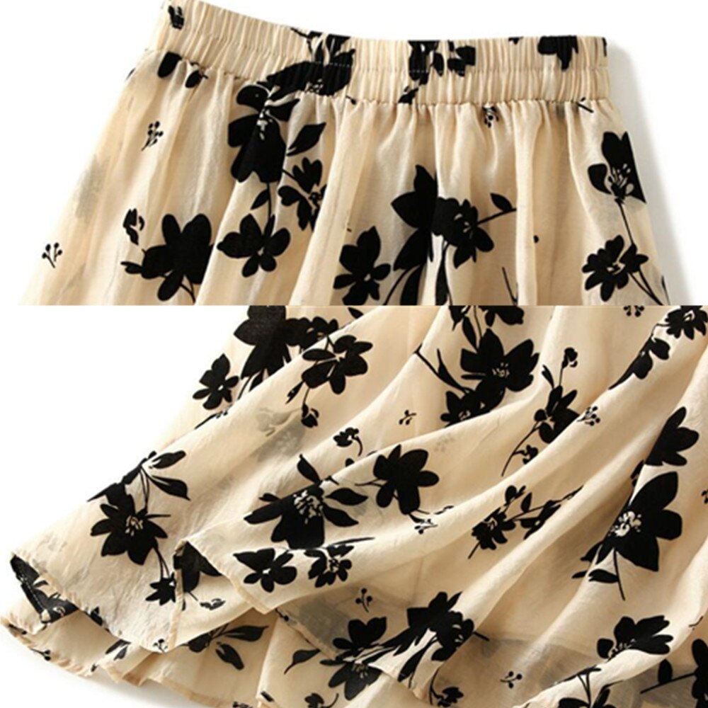 Floral Holiday Elastic High Waist A Line Summer Long Vintage Beach Print Skirts
