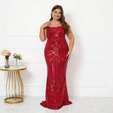 Plus Size Women Elegant Strap Party Maxi Dress Black Gold Sequin Evening Dress Long Prom Dress