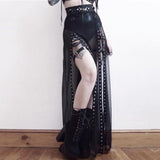 Gothic Emo Alt Hip Hop Goth Y2k Grunge Long Mesh Skirts Egirl Punk Black Skirt