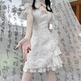 Hot Girl Lace Kwawaii Women Vintage Cheongsam Sweet Slim Lolita Gothic Girls Harajuku Sexy Aesthetic Dress