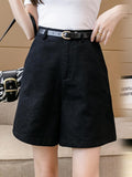 High Waist Casual Women Shorts with Belt Summer Fashion Solid Color All-match Streetwear Short Pants