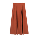 Women Long Spring Summer Solid High Waist A-Line Large Swing Casual Loose Skirt