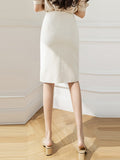 High Waist Women Fashion Korean Style All-match Knee Length Slim Office Lady Elegant Pencil Skirt
