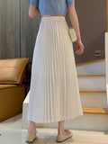 High Waist Pleated Skirts Fashion Korean Style Streetwear All-match Ladies Elegant A-line Long Skirt
