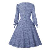 50s 60s Knee Length Elegant Floral Swing Dress 2022 Spring Women V-Neck Button Front A Line Pockets Vintage Style Flare Dresses