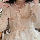 Summer Lace Sweet Women Korean Bow Kawaii Top Skirt Ball Gown cute Party Mini Skirt