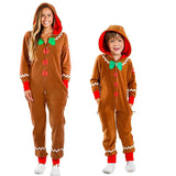 Unisex Family Adult Gingerbread Cozy Jumpsuit Christmas Kids Toddler Cute Gingerbread Cookie Costume