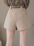 Women Summer Casual Korean Style Streetwear Solid Color All-match Ladies High Waist Short Pants