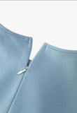 2022 Polka Dot Print O-Neck Pleated Midi Dress Blue Vestidos Femme Casual Sleeveless Robe Office Lady Outfits Swing 50s Dresses