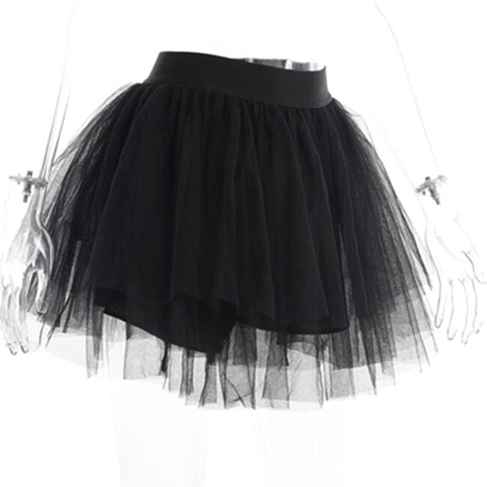 Pastel Goth Tulle Skirt Women Emo Alt Vintage 90s Fairycore Black Aesthetic Cyber Y2k Skirt