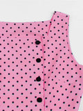 Polka Dot Print Summer Swing Vintage Casual Pink A Line Flare Pinup Runway Sundress 50s 60s Women's Short Cocktail Dress