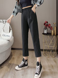 High Waist Ankle-length Pants Women Spring Korean Style All-match Thin Ladies Casual Pencil Pants