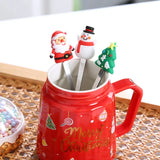 Christmas Mugs with lid and Santa Claus Spoon Creative Planet Ceramic Cup Xmas Gift Coffee Milk Cup