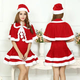 Fashion Miss Claus Dress Hat Cape Suit Women Christmas Fancy Party Dress Red Santa Outfits Santa Claus Sweetie Cosplay Costumes