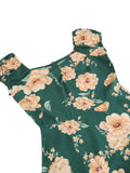 Women Sweetheart Neck Floral Print Vintage Style Summer Dress High Waist Retro Ladies Swing Dresses Party Elegant
