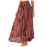 Printed Summer Floral Casual Sexy Beach Boho Long Maxi Skirt Bohemian Pleated Women Chiffon Skirts