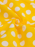 Retro Polka Dot Rockabilly Yellow Dress Women Short Sleeve V Neck Belted A Line Summer Party 50s Vintage Dresses