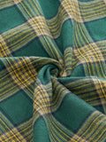 Bow Neck Green Plaid 50s Vintage 3/4 Length Sleeve Women Autumn Winter Pocket Side Retro Midi Dress