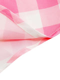 V-Neck Knot Strap Pink Plaid Summer Midi Dresses Birthday Clothes for Women A-Line Vintage Party Dress