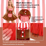 Women Gingerbread Costume Oktoberfest Outfits German Bavarian Dirndl Dress Halloween Fancy Dress Theme Party Dress Up