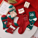 Christmas Autumn And Winter Cute Mid Tube Socks New Year Cartoon Tide Japanese Primitive Year Elk Christmas Gift Socks