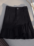 Fashion Women All-match Preppy Style Summer Korean Style High Waist Slim A-line Wrap Hip Short Skirt