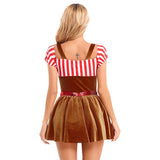 Women Gingerbread Costume Oktoberfest Outfits German Bavarian Dirndl Dress Halloween Fancy Dress Theme Party Dress Up