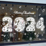 2024 Merry Christmas Window Sticker Snowflake Santa Claus Elk Xmas Wall Sticker Decorations New Year Gift