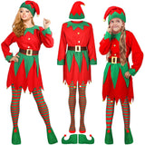 Christmas Elf Costumes Adult Santa Claus Cosplay Suit Family Matching Clothes Set Women Men Kids Carnival Dress New Year Outfit