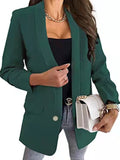 Long Sleeve Cardigan Women Jacket Solid Color Lapel Button Slim Temperament Suit Blazer Women Coats