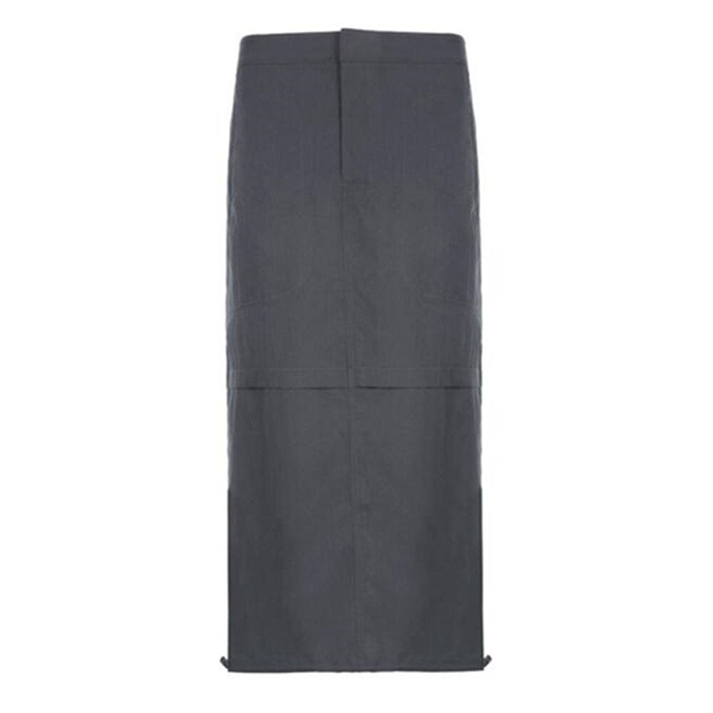 Khaki High Waist Aesthetic Streetwear Sexy Pockets Summer Drawstring Straight Cargo Skirt
