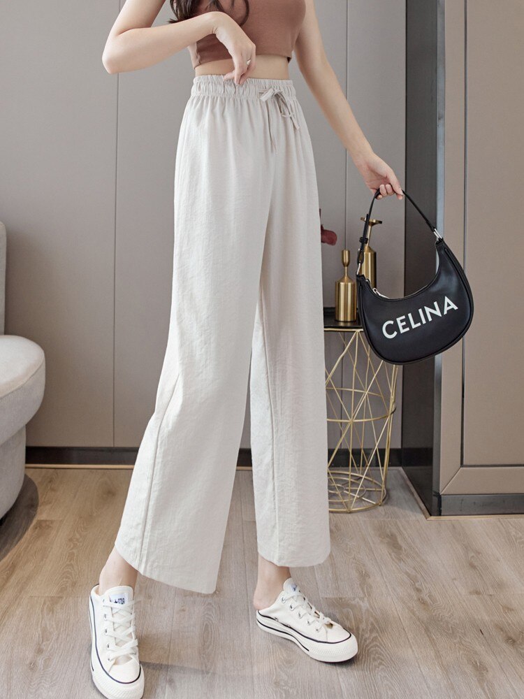 Women Casual Pants Summer Simple Style All-match Loose Comfortable Female Cotton Linen Ankle-length Pants