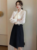 Irregular High Waist A-line Women Simple Slim Office Lady One Step Skirts